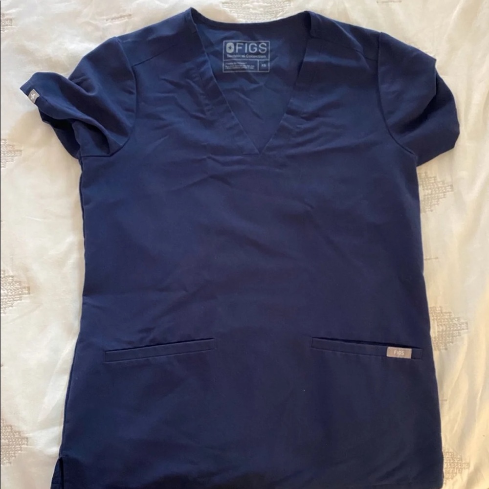 Figs Navy Blue Casma Top